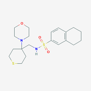 molecular formula C20H30N2O3S2 B2417947 N-[(4-Morpholin-4-ylthian-4-yl)methyl]-5,6,7,8-tetrahydronaphthalene-2-sulfonamide CAS No. 2380169-24-2