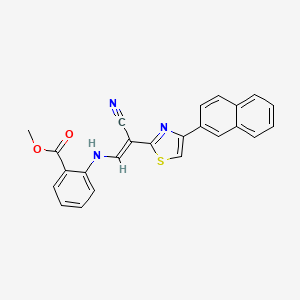 molecular formula C24H17N3O2S B2417963 (E)-methyl 2-((2-cyano-2-(4-(naphthalen-2-yl)thiazol-2-yl)vinyl)amino)benzoate CAS No. 841206-69-7