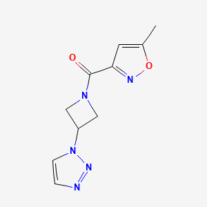molecular formula C10H11N5O2 B2417985 (3-(1H-1,2,3-triazol-1-yl)azetidin-1-yl)(5-methylisoxazol-3-yl)methanone CAS No. 2034362-25-7