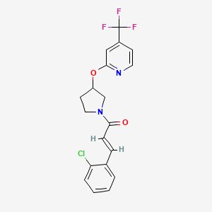 molecular formula C19H16ClF3N2O2 B2417987 (E)-3-(2-chlorophenyl)-1-(3-((4-(trifluoromethyl)pyridin-2-yl)oxy)pyrrolidin-1-yl)prop-2-en-1-one CAS No. 2034997-34-5