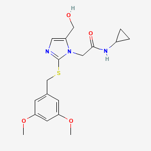 molecular formula C18H23N3O4S B2417989 N-cyclopropyl-2-(2-((3,5-dimethoxybenzyl)thio)-5-(hydroxymethyl)-1H-imidazol-1-yl)acetamide CAS No. 921795-73-5