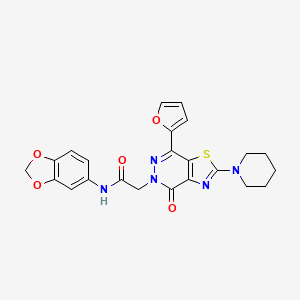 molecular formula C23H21N5O5S B2417990 N-(benzo[d][1,3]dioxol-5-yl)-2-(7-(furan-2-yl)-4-oxo-2-(piperidin-1-yl)thiazolo[4,5-d]pyridazin-5(4H)-yl)acetamide CAS No. 1105208-38-5