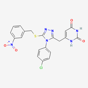 molecular formula C20H15ClN6O4S B2417998 6-[[4-(4-氯苯基)-5-[(3-硝苯基)甲硫基]-1,2,4-三唑-3-基]甲基]-1H-嘧啶-2,4-二酮 CAS No. 852155-06-7