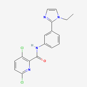 molecular formula C17H14Cl2N4O B2418001 3,6-Dichloro-N-[3-(1-ethylimidazol-2-YL)phenyl]pyridine-2-carboxamide CAS No. 1825638-55-8
