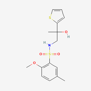 molecular formula C15H19NO4S2 B2418006 N-(2-hydroxy-2-(thiophen-2-yl)propyl)-2-methoxy-5-methylbenzenesulfonamide CAS No. 1351609-29-4