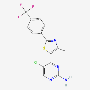 molecular formula C15H10ClF3N4S B2418008 5-氯-4-{4-甲基-2-[4-(三氟甲基)苯基]-1,3-噻唑-5-基}嘧啶-2-胺 CAS No. 499796-54-2