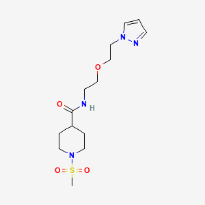 molecular formula C14H24N4O4S B2418013 N-(2-(2-(1H-吡唑-1-基)乙氧基)乙基)-1-(甲磺酰基)哌啶-4-甲酰胺 CAS No. 2034223-79-3