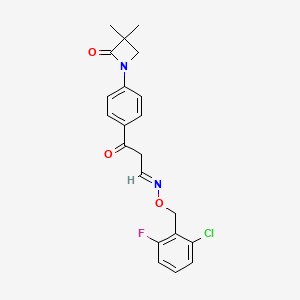 molecular formula C21H20ClFN2O3 B2418044 1-{4-[(3E)-3-{[(2-chloro-6-fluorophenyl)methoxy]imino}propanoyl]phenyl}-3,3-dimethylazetidin-2-one CAS No. 320422-73-9