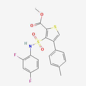 molecular formula C19H15F2NO4S2 B2418056 Methyl 3-{[(2,4-difluorophenyl)amino]sulfonyl}-4-(4-methylphenyl)thiophene-2-carboxylate CAS No. 946268-70-8