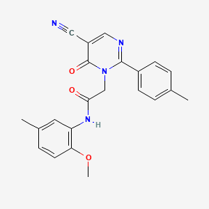molecular formula C22H20N4O3 B2418059 2-(5-cyano-6-oxo-2-(p-tolyl)pyrimidin-1(6H)-yl)-N-(2-methoxy-5-methylphenyl)acetamide CAS No. 1251602-07-9