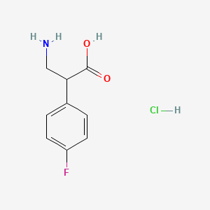 molecular formula C9H11ClFNO2 B2418063 3-氨基-2-(4-氟苯基)丙酸盐酸盐 CAS No. 1455095-34-7