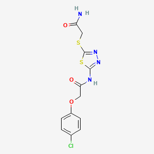 molecular formula C12H11ClN4O3S2 B2418068 N-[5-(2-氨基-2-氧代乙基)硫烷基-1,3,4-噻二唑-2-基]-2-(4-氯苯氧基)乙酰胺 CAS No. 868976-82-3