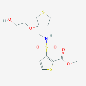 molecular formula C13H19NO6S3 B2418071 3-(N-((3-(2-羟乙氧基)四氢噻吩-3-基)甲基)磺酰胺基)噻吩-2-甲酸甲酯 CAS No. 2319851-95-9