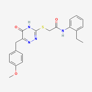 molecular formula C21H22N4O3S B2418072 N-(2-乙基苯基)-2-((6-(4-甲氧基苄基)-5-氧代-4,5-二氢-1,2,4-三嗪-3-基)硫代)乙酰胺 CAS No. 898624-14-1