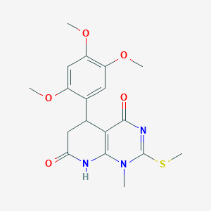 molecular formula C18H21N3O5S B241811 1-methyl-2-(methylsulfanyl)-5-(2,4,5-trimethoxyphenyl)-5,8-dihydropyrido[2,3-d]pyrimidine-4,7(1H,6H)-dione 