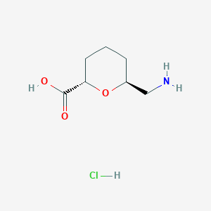molecular formula C7H14ClNO3 B2418114 (2S,6S)-6-(Aminomethyl)oxane-2-carboxylic acid;hydrochloride CAS No. 2413848-26-5