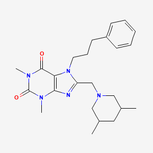 molecular formula C24H33N5O2 B2418119 8-[(3,5-Dimethylpiperidin-1-yl)methyl]-1,3-dimethyl-7-(3-phenylpropyl)purine-2,6-dione CAS No. 851942-42-2
