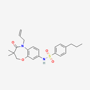 molecular formula C23H28N2O4S B2418120 N-(5-allyl-3,3-dimethyl-4-oxo-2,3,4,5-tetrahydrobenzo[b][1,4]oxazepin-8-yl)-4-propylbenzenesulfonamide CAS No. 921991-50-6