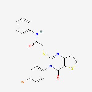 molecular formula C21H18BrN3O2S2 B2418144 2-((3-(4-bromophenyl)-4-oxo-3,4,6,7-tetrahydrothieno[3,2-d]pyrimidin-2-yl)thio)-N-(m-tolyl)acetamide CAS No. 362501-32-4