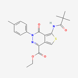 molecular formula C21H23N3O4S B2418166 4-氧代-5-叔戊酰胺基-3-(对甲苯基)-3,4-二氢噻吩并[3,4-d]哒嗪-1-羧酸乙酯 CAS No. 851947-84-7