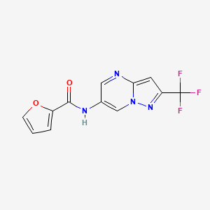 molecular formula C12H7F3N4O2 B2418179 N-(2-(trifluoromethyl)pyrazolo[1,5-a]pyrimidin-6-yl)furan-2-carboxamide CAS No. 2034504-06-6