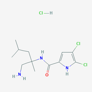 molecular formula C12H20Cl3N3O B2418189 N-(1-amino-2,4-dimethylpentan-2-yl)-4,5-dichloro-1H-pyrrole-2-carboxamide hydrochloride CAS No. 1583662-86-5