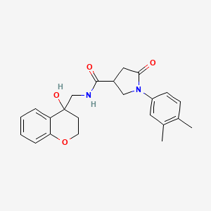 molecular formula C23H26N2O4 B2418202 1-(3,4-dimethylphenyl)-N-((4-hydroxychroman-4-yl)methyl)-5-oxopyrrolidine-3-carboxamide CAS No. 1396810-12-0
