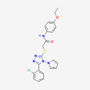 molecular formula C22H20ClN5O2S B2418220 2-{[5-(2-氯苯基)-4-(1H-吡咯-1-基)-4H-1,2,4-三唑-3-基]硫代}-N-(4-乙氧苯基)乙酰胺 CAS No. 886926-91-6