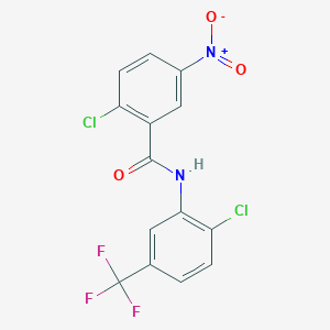 molecular formula C14H7Cl2F3N2O3 B2418226 2-chloro-N-[2-chloro-5-(trifluoromethyl)phenyl]-5-nitrobenzamide CAS No. 140472-86-2