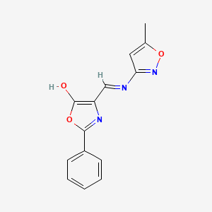 molecular formula C14H11N3O3 B2418241 4-{(E)-[(5-methyl-3-isoxazolyl)amino]methylidene}-2-phenyl-1,3-oxazol-5(4H)-one CAS No. 134540-20-8