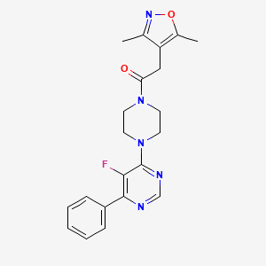 molecular formula C21H22FN5O2 B2418250 2-(3,5-Dimethyl-1,2-oxazol-4-yl)-1-[4-(5-fluoro-6-phenylpyrimidin-4-yl)piperazin-1-yl]ethanone CAS No. 2380070-18-6