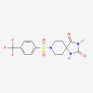 molecular formula C15H16F3N3O4S B2418252 3-Methyl-8-((4-(trifluoromethyl)phenyl)sulfonyl)-1,3,8-triazaspiro[4.5]decane-2,4-dione CAS No. 941928-25-2