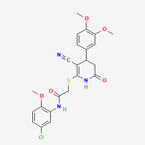 molecular formula C23H22ClN3O5S B2418263 N-(5-氯-2-甲氧基苯基)-2-{[3-氰基-4-(3,4-二甲氧基苯基)-6-羟基-4,5-二氢吡啶-2-基]硫烷基}乙酰胺 CAS No. 799819-50-4