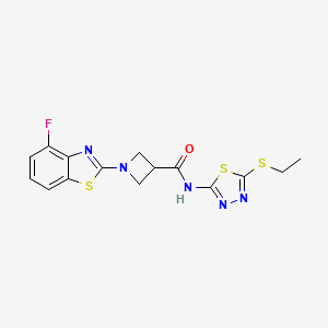 molecular formula C15H14FN5OS3 B2418271 N-(5-(乙硫基)-1,3,4-噻二唑-2-基)-1-(4-氟苯并[d]噻唑-2-基)氮杂环丁烷-3-甲酰胺 CAS No. 1286705-84-7