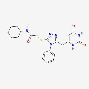 molecular formula C21H24N6O3S B2418288 N-cyclohexyl-2-[[5-[(2,4-dioxo-1H-pyrimidin-6-yl)methyl]-4-phenyl-1,2,4-triazol-3-yl]sulfanyl]acetamide CAS No. 852046-92-5