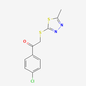 molecular formula C11H9ClN2OS2 B2418293 1-(4-Chlorophenyl)-2-[(5-methyl-1,3,4-thiadiazol-2-yl)sulfanyl]ethanone CAS No. 307343-39-1