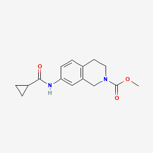 molecular formula C15H18N2O3 B2418300 methyl 7-(cyclopropanecarboxamido)-3,4-dihydroisoquinoline-2(1H)-carboxylate CAS No. 1448075-67-9