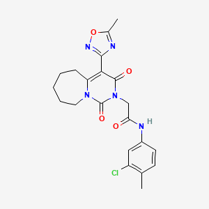 molecular formula C21H22ClN5O4 B2418304 N-(3-chloro-4-methylphenyl)-2-[4-(5-methyl-1,2,4-oxadiazol-3-yl)-1,3-dioxo-3,5,6,7,8,9-hexahydropyrimido[1,6-a]azepin-2(1H)-yl]acetamide CAS No. 1775403-67-2