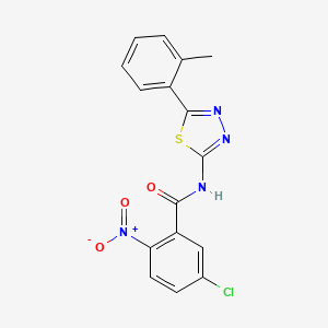molecular formula C16H11ClN4O3S B2418322 5-chloro-N-[5-(2-methylphenyl)-1,3,4-thiadiazol-2-yl]-2-nitrobenzamide CAS No. 392243-41-3