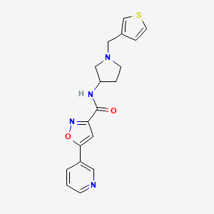molecular formula C18H18N4O2S B2418323 5-(pyridin-3-yl)-N-{1-[(thiophen-3-yl)methyl]pyrrolidin-3-yl}-1,2-oxazole-3-carboxamide CAS No. 2097912-31-5
