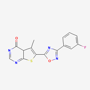 molecular formula C15H9FN4O2S B2418332 6-[3-(3-fluorophenyl)-1,2,4-oxadiazol-5-yl]-5-methyl-3H,4H-thieno[2,3-d]pyrimidin-4-one CAS No. 1359856-21-5