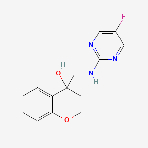 molecular formula C14H14FN3O2 B2418342 4-[[(5-Fluoropyrimidin-2-yl)amino]methyl]-2,3-dihydrochromen-4-ol CAS No. 2380056-40-4