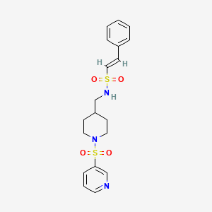 molecular formula C19H23N3O4S2 B2418357 (E)-2-phenyl-N-((1-(pyridin-3-ylsulfonyl)piperidin-4-yl)methyl)ethenesulfonamide CAS No. 1428382-28-8