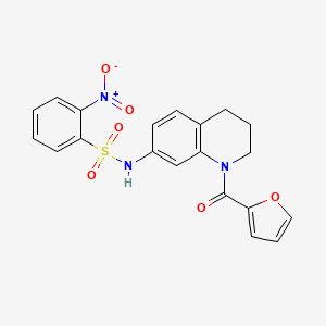 molecular formula C20H17N3O6S B2418363 N-(1-(furan-2-carbonyl)-1,2,3,4-tetrahydroquinolin-7-yl)-2-nitrobenzenesulfonamide CAS No. 941986-91-0