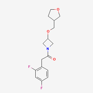 molecular formula C16H19F2NO3 B2418372 2-(2,4-Difluorophenyl)-1-(3-((tetrahydrofuran-3-yl)methoxy)azetidin-1-yl)ethan-1-one CAS No. 2309553-80-6