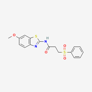 molecular formula C17H16N2O4S2 B2418375 3-(benzenesulfonyl)-N-(6-methoxy-1,3-benzothiazol-2-yl)propanamide CAS No. 868675-64-3