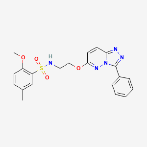 molecular formula C21H21N5O4S B2418382 2-methoxy-5-methyl-N-(2-((3-phenyl-[1,2,4]triazolo[4,3-b]pyridazin-6-yl)oxy)ethyl)benzenesulfonamide CAS No. 1021082-26-7