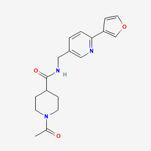 molecular formula C18H21N3O3 B2418383 1-acetyl-N-((6-(furan-3-yl)pyridin-3-yl)methyl)piperidine-4-carboxamide CAS No. 2034226-92-9