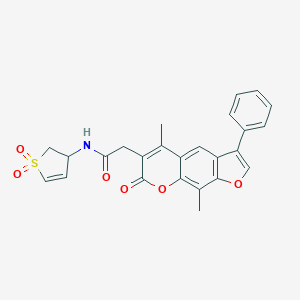 2-(5,9-dimethyl-7-oxo-3-phenyl-7H-furo[3,2-g]chromen-6-yl)-N-(1,1-dioxido-2,3-dihydrothiophen-3-yl)acetamide