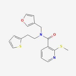 N-(furan-3-ylmethyl)-2-(methylthio)-N-(2-(thiophen-2-yl)ethyl)nicotinamide